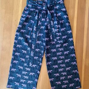J. Crew Silk Tiger Patterned Cropped Pants